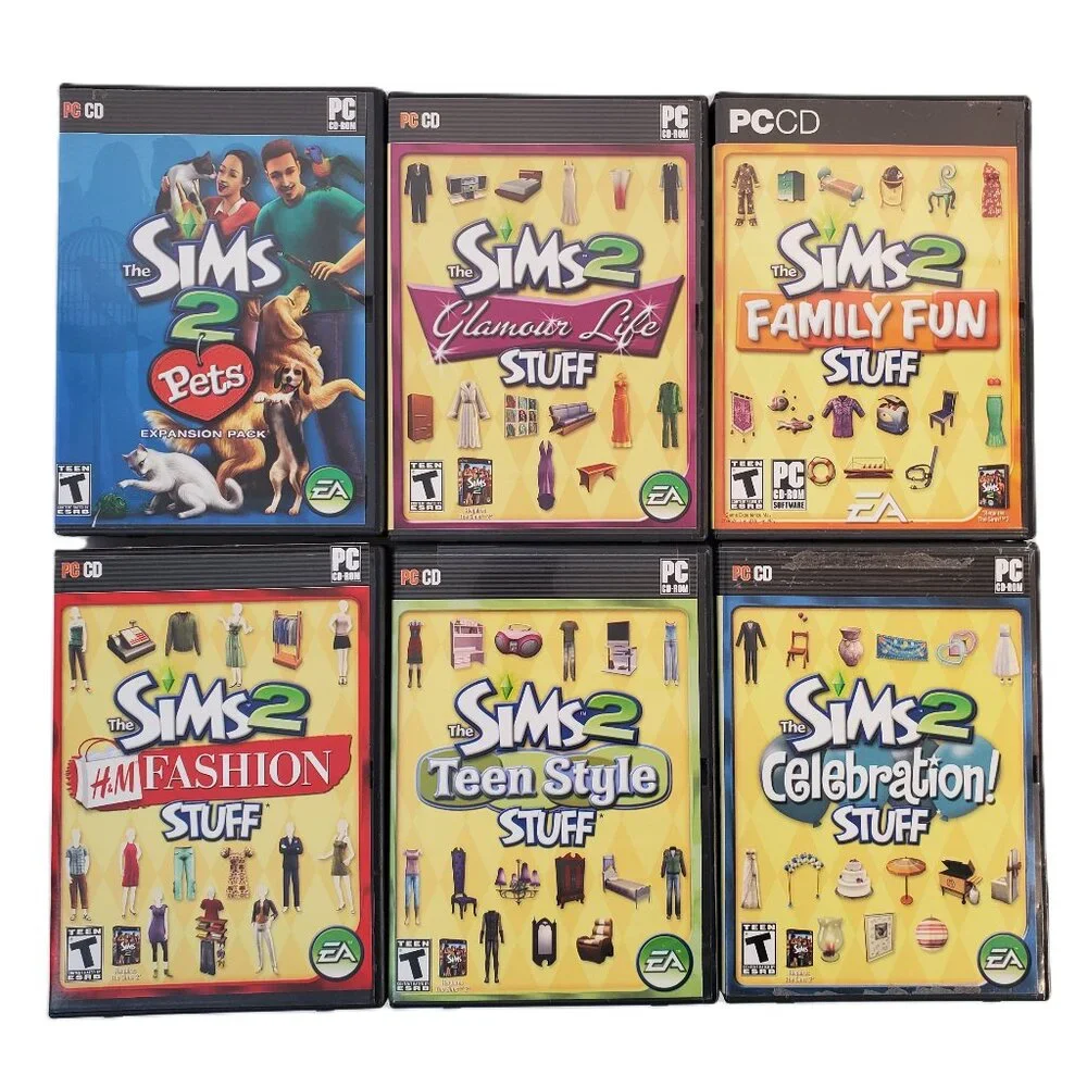 Sims 2 Stuff Expansion Packs and Stuff for PC CD-ROM. Lot of 6